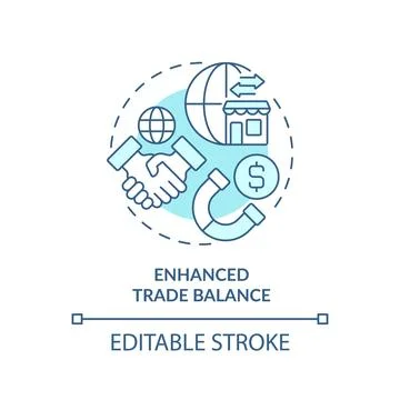 Customizable enhanced trade balance linear icon FDI concept Stock Illustration