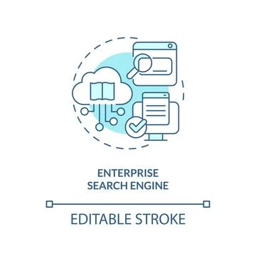 Customizable enterprise search engine blue linear icon concept Stock Illustration