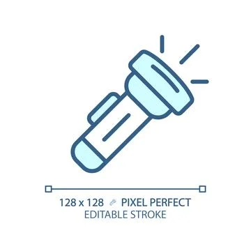 Customizable flashlight simple thin linear blue icon Stock Illustration