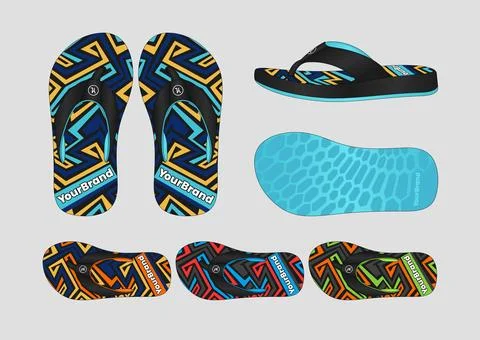 Customizable Geometric Pattern Flip Flops Technical Illustration Graphics 스톡 일러스트