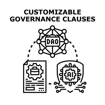 Customizable governance clauses using dao and artificial intelligence Stock Illustration
