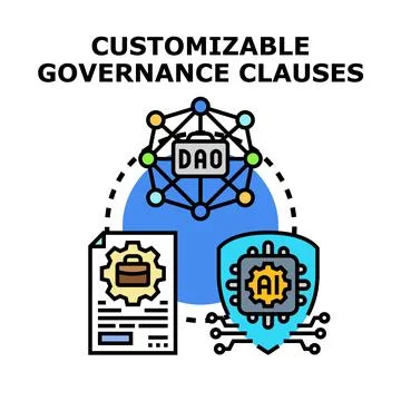 Customizable governance clauses using dao and artificial intelligence Stock Illustration