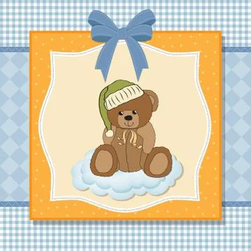 Customizable greeting card with teddy bear Stock Illustration