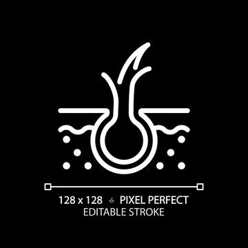 Customizable hair split ends thin linear white icon Stock Illustration