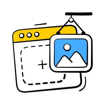 A customizable hand drawn icon of ui image placeholder Stock Illustration