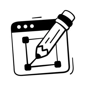 A customizable hand drawn icon of wireframe design editing Stock Illustration
