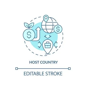 Customizable host country linear icon FDI concept Stock Illustration