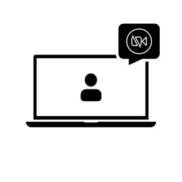 Customizable icon of the real line of the desktop computer with the video on a Illustrazione stock