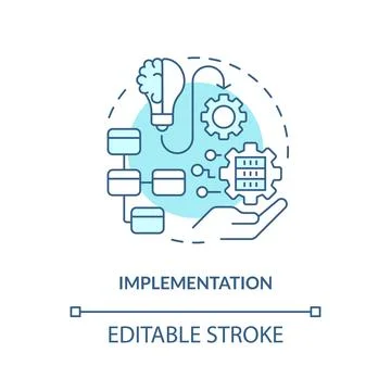 Customizable implementation blue linear icon concept 库存插图