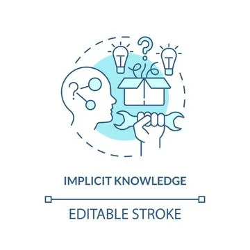 Customizable implicit knowledge blue linear icon concept Illustration
