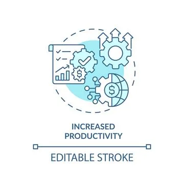 Customizable increased productivity linear icon FDI concept Stock Illustration