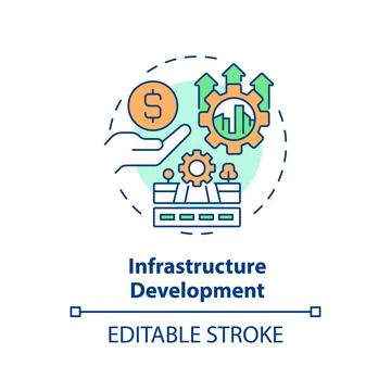 Customizable infrastructure development icon FDI concept Illustrazione stock