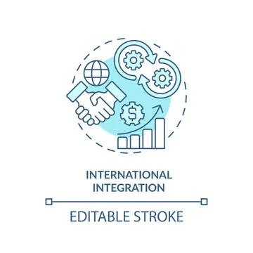 Customizable international integration linear icon concept 스톡 일러스트