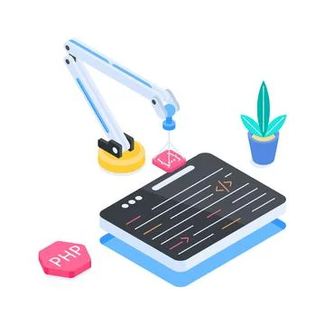 A customizable isometric illustration showing digital audiobook 스톡 일러스트