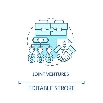 Customizable joint ventures linear icon FDI concept Stock Illustration