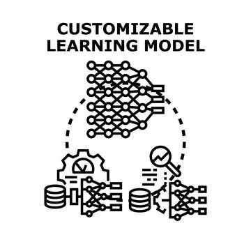 Customizable learning model developing artificial intelligence algorithms Stockillustratie