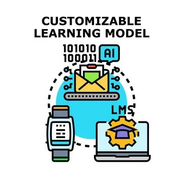 Customizable learning model for education technology development Illustrazione stock