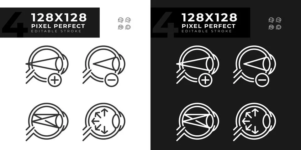 Customizable light and dark simple eye care icons collection Stockillustratie