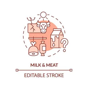 Customizable milk and meat icon heatflation concept Stock Illustration