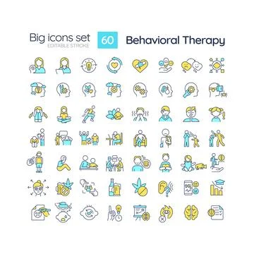 Customizable multicolor big icon set for behavioral therapy Illustrazione stock