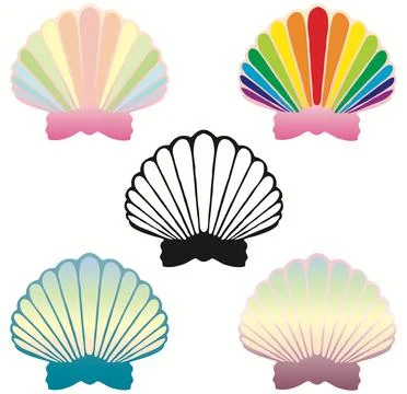 Customizable Multicolor Seashell Set Stock Illustration