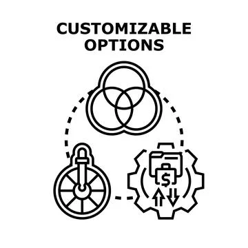 Customizable options concept for business personalization Stock Illustration