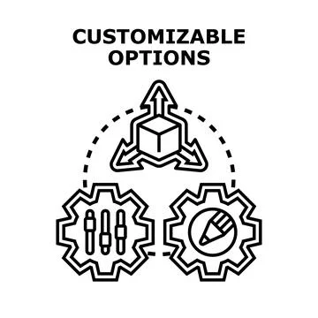 Customizable options concept with settings and design tools Stock Illustration