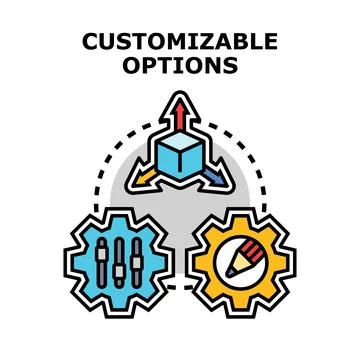 Customizable options concept with settings and design tools Stock Illustration