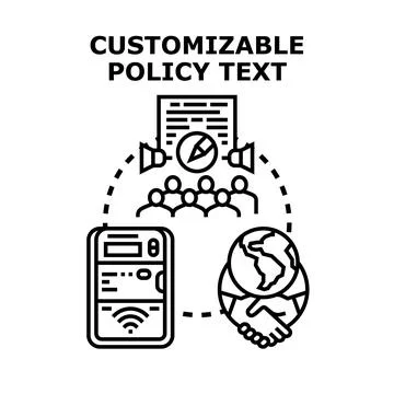 Customizable policy text concept for agreement and rules Illustration