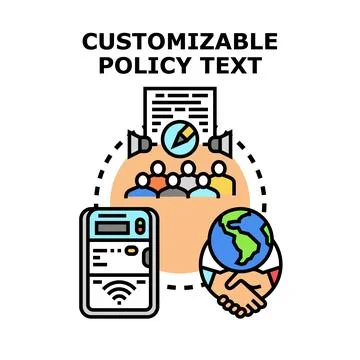 Customizable policy text concept for agreement and rules Stock Illustration
