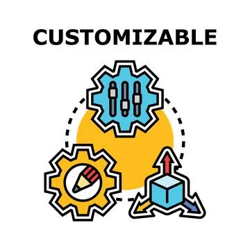 Customizable product settings with adjustment tools 스톡 일러스트