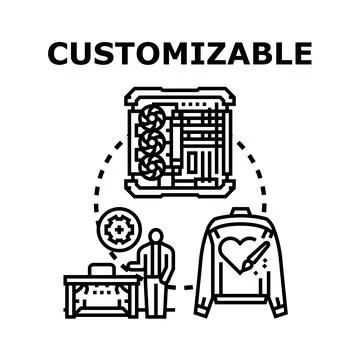 Customizable product tailoring and computer configuration concept Stock Illustration