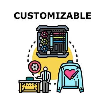 Customizable product tailoring and computer configuration concept Illustrazione stock