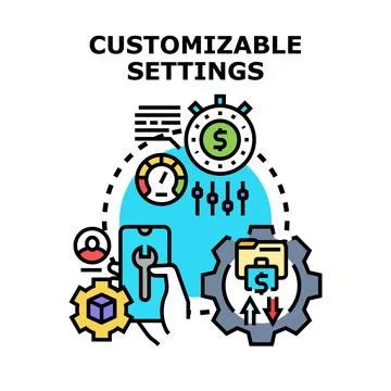Customizable settings concept for digital control and management Stock Illustration