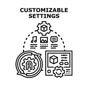 Customizable settings concept for digital technology management Stock Illustration