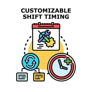 Customizable shift timing planning and flexible workflow scheduling Stock Illustration
