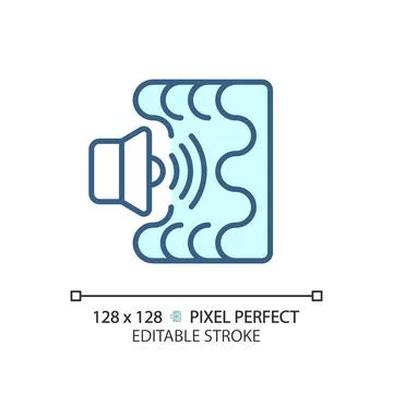 Customizable sound absorption blue thin linear icon Stock Illustration