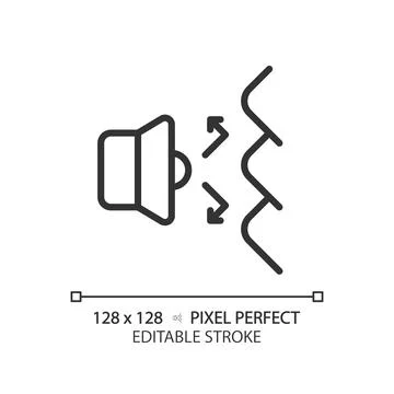Customizable sound deflection black thin linear icon Stock Illustration
