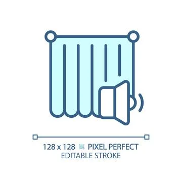 Customizable soundproof curtain blue thin linear icon Stock Illustration