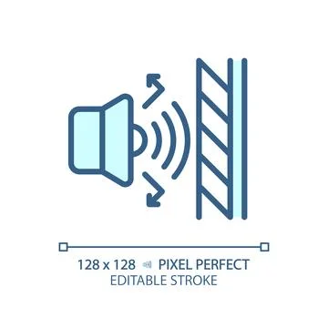 Customizable soundproof layer blue thin linear icon Stock Illustration