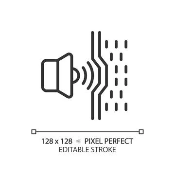 Customizable soundproof material black thin linear icon Stock Illustration