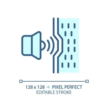 Customizable soundproof material blue thin linear icon Stock Illustration
