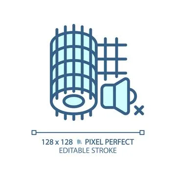 Customizable soundproof mesh blue thin linear icon Stock Illustration