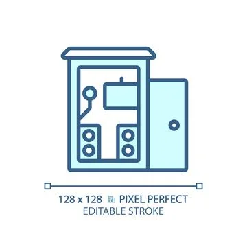 Customizable soundproof music studio blue thin linear icon Stock Illustration