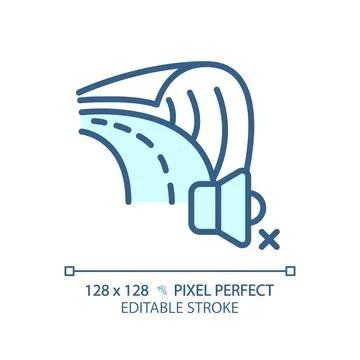 Customizable soundproof road blue thin linear icon Stock Illustration