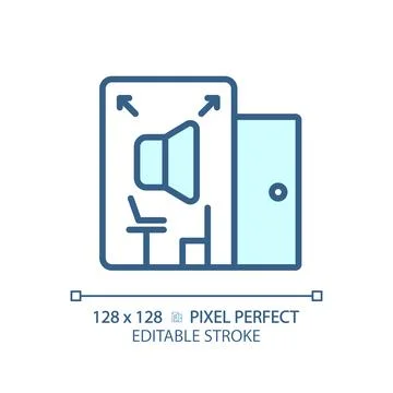 Customizable soundproof room blue thin linear icon Stock Illustration