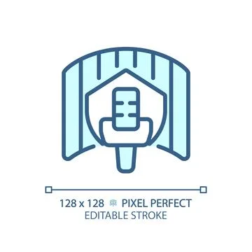 Customizable soundproof studio blue thin linear icon Stock Illustration