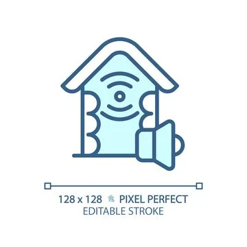 Customizable soundproof walls blue thin linear icon Stock Illustration