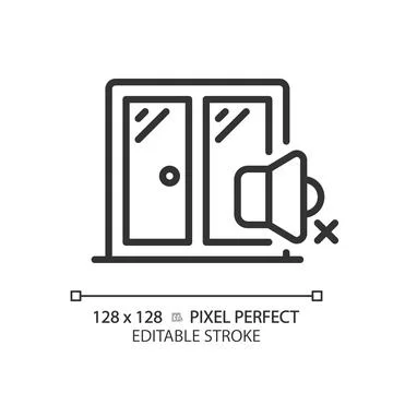 Customizable soundproof windows black thin linear icon Stock Illustration