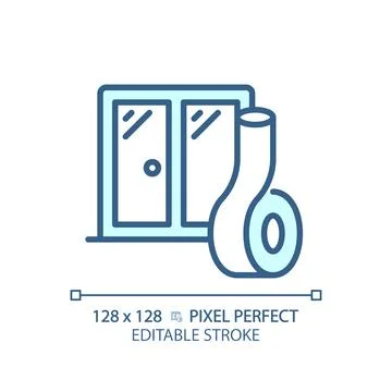 Customizable soundproof windows blue thin linear icon Stock Illustration